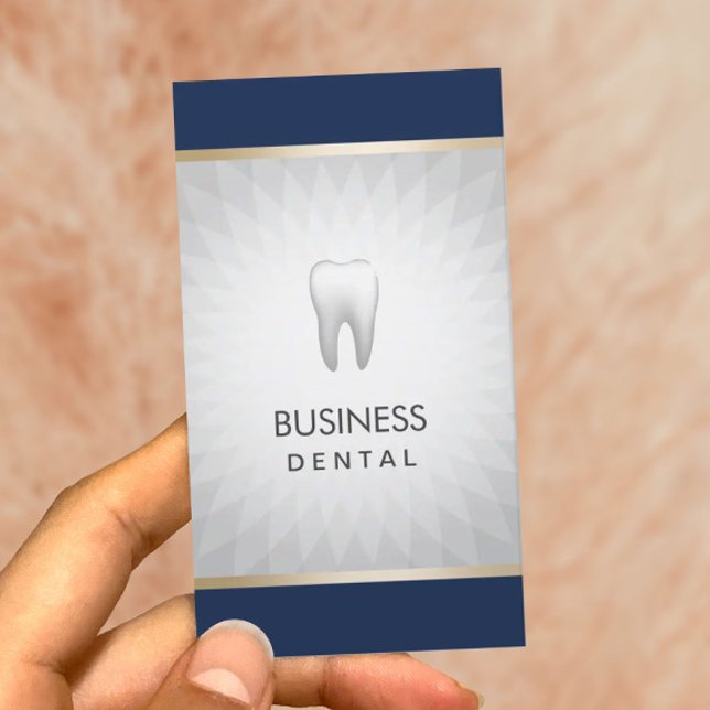 Dentist Navy Blue & Silver Dental Appointment Card (Creator Uploaded)
