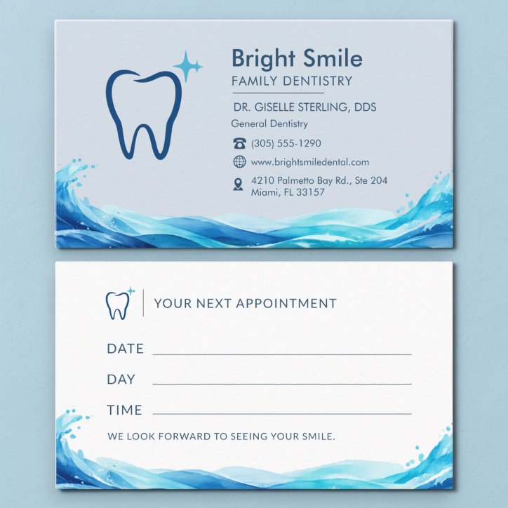 Dentist Navy Blue Water Splash Appointment Card