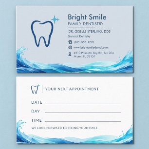 Dentist Navy Blue Water Splash Appointment Card