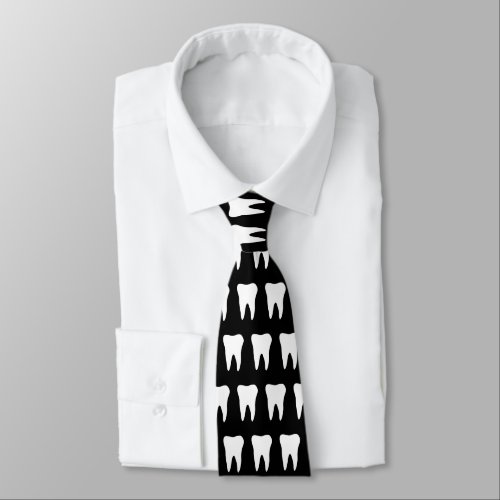 Dentist neck tie with tooth pattern design