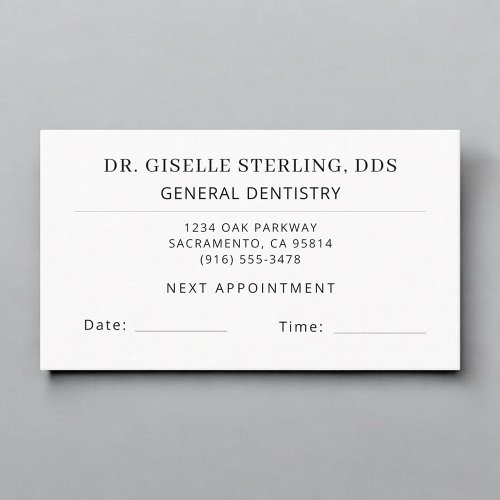 Dentist Office Appointment Card