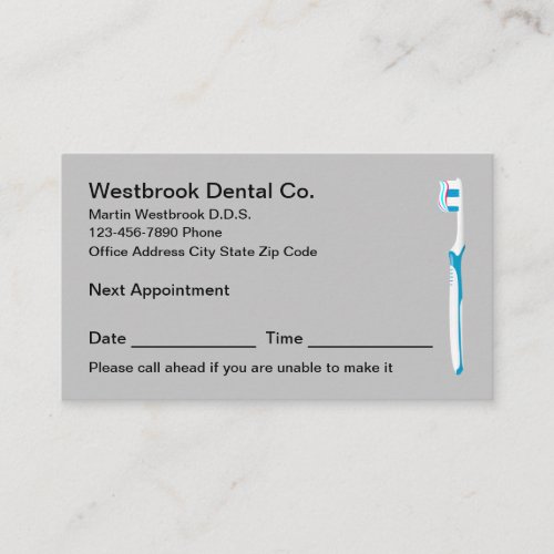 Dentist Office Appointment Reminder Business Cards