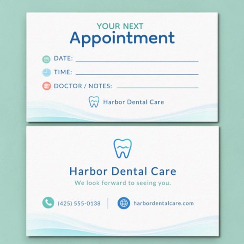 Dentist Office Appointment Reminder Card