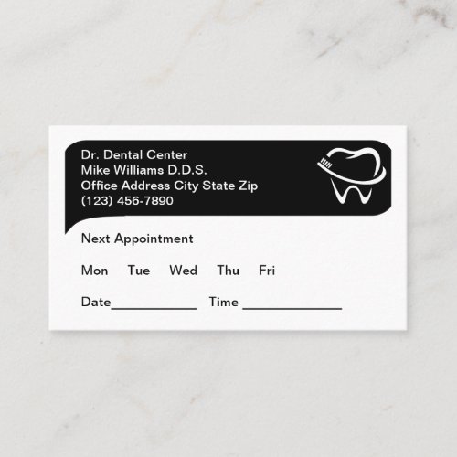 Dentist Office Appointment Reminder Cards