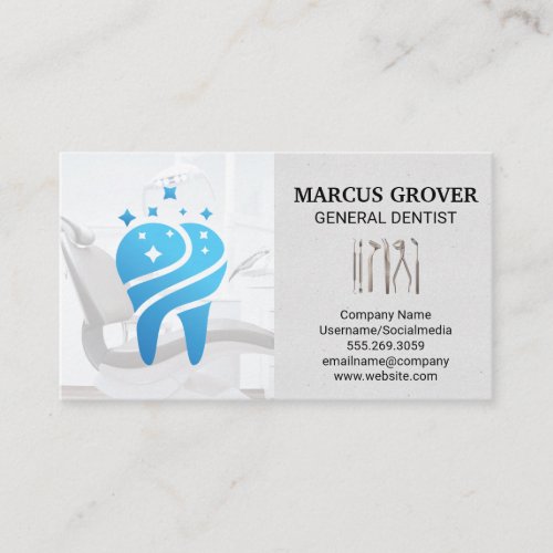 Dentist Office  Clean Blue Tooth  Dental Tools  Business Card