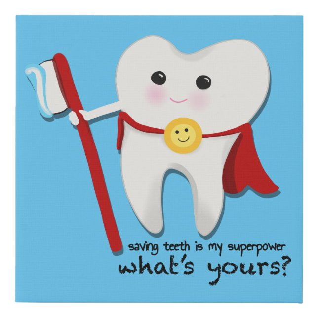 Dentist Office Cute Tooth  Wall Art Canvas Print (Front)