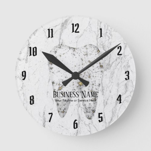 Dentist Office Dental Care Modern Marble Tooth Round Clock