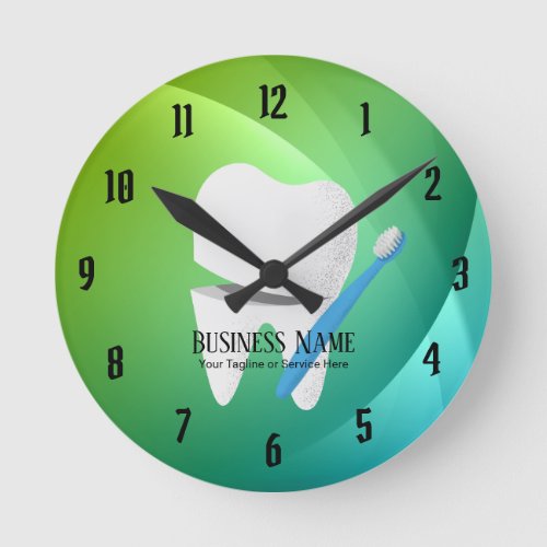 Dentist Office Dental Care Tooth  Toothbrush Round Clock