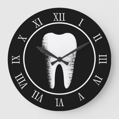 Dentist Office Dental Care Vintage White Tooth Large Clock