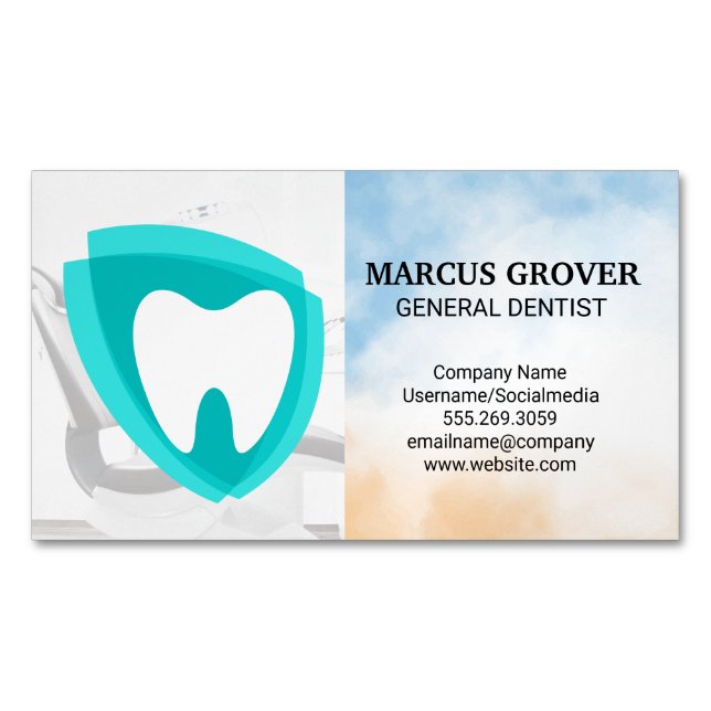 Dentist Office | Dental Health Logo Business Card Magnet (Front)