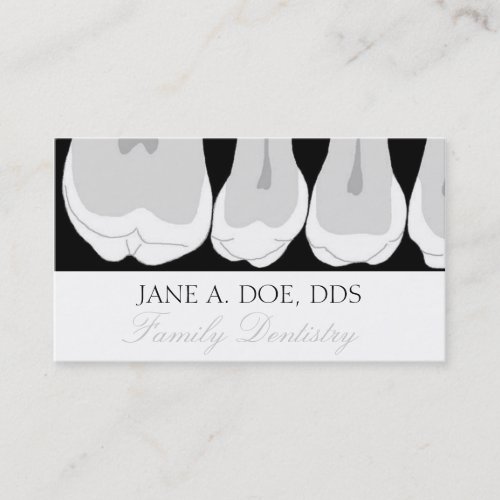 Dentist Office Dental Teeth X-Ray Silver Script Business Card