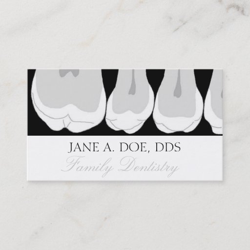 Customizable Dentist Office Dental Teeth X-Ray Silver Script Business Card