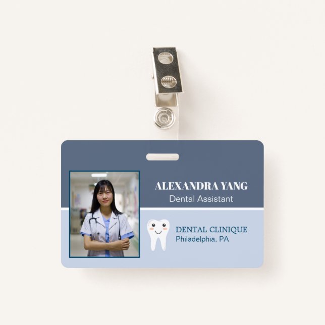 Dentist Office employee, Dental Assistant Photo Badge (Front with Clip)