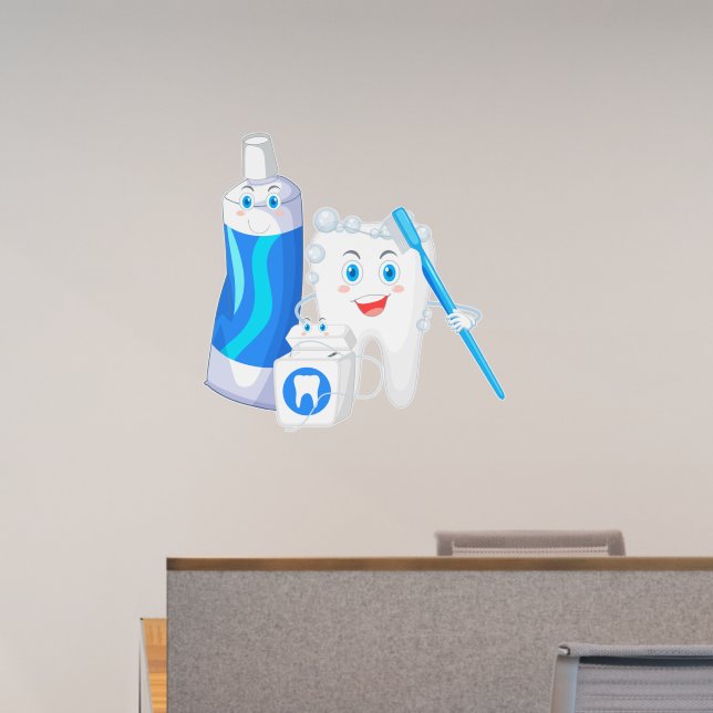 Dentist Office Happy Molar Tooth Paste and Floss  Wall Decal (Office)