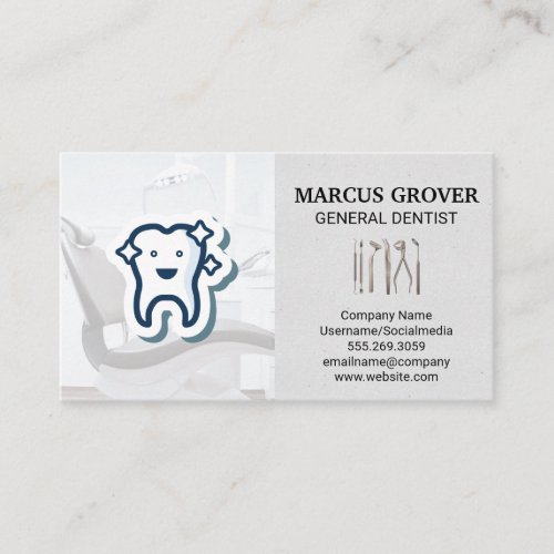 Dentist Office  Happy Tooth  Dental Tools Business Card