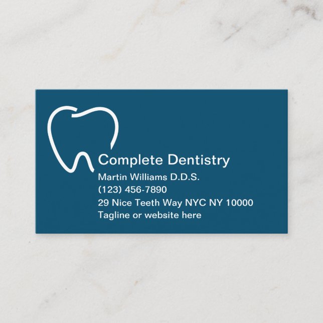 Dentist Office Modern Tooth Symbol Business Card (Front)