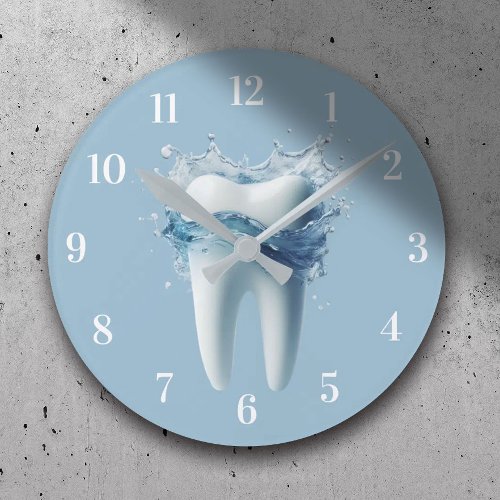 Dentist Office Modern Tooth  Water Dental Care Round Clock