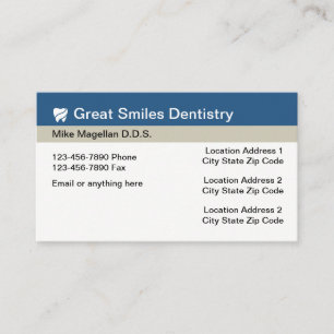 Dentist Office Multi Location Appointment Card