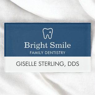 Dentist Office Navy Blue Modern Business Name Tag