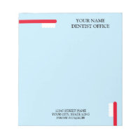 Dentist office notepad with dental practice name