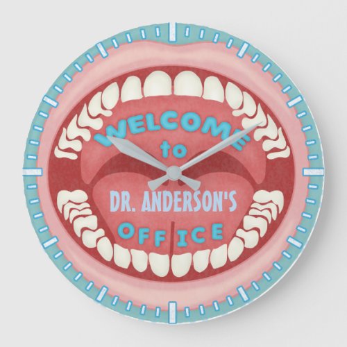 Dentist Office Novelty Mouth Teeth Dental  Custom Large Clock