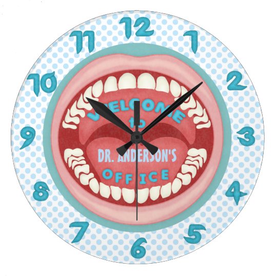 Dentist Office Novelty Personalized Teeth Dental Large Clock