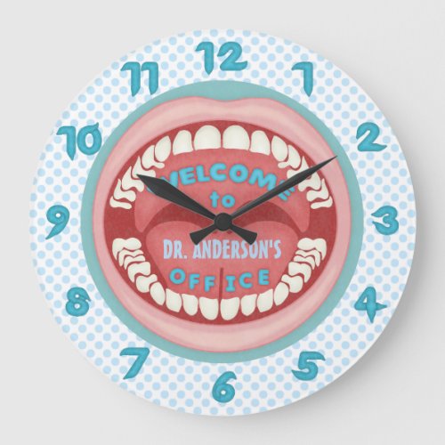 Dentist Office Novelty Personalized Teeth Dental Large Clock