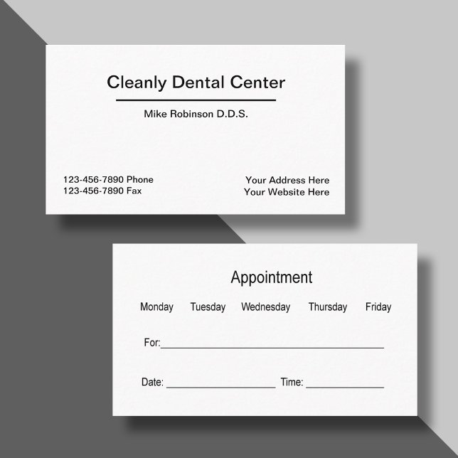 Dentist Office Office Appointment Combination Business Card (Creator Uploaded)