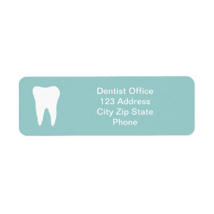 Dentist office return address labels tooth logo