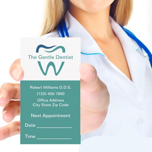 Dentist Office Tooth Appointment Business Cards