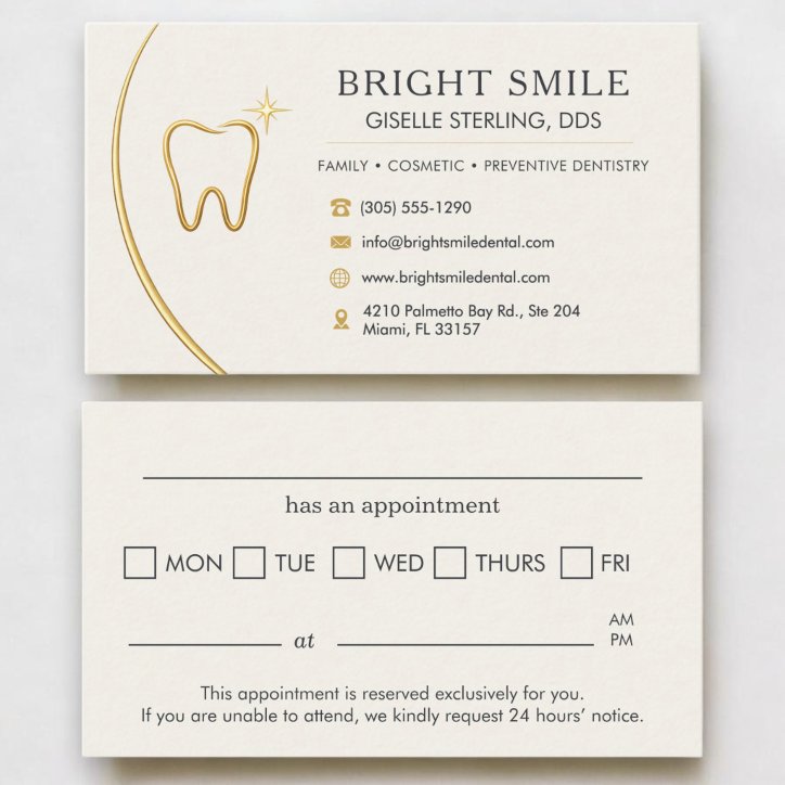 Dentist Office Tooth Gold Elegant Appointment Business Card