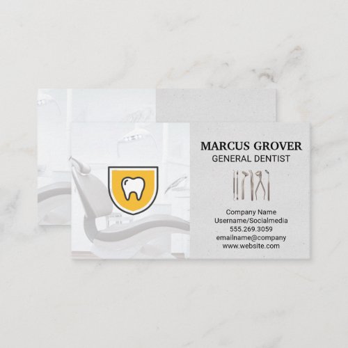 Dentist Office  Tooth Icon  Dental Tools Business Card