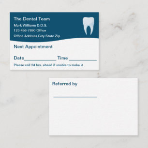 Dentist Office Two Side Appointment Business Cards