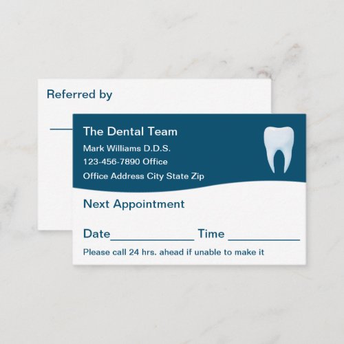 Dentist Office Two Side Appointment Business Cards