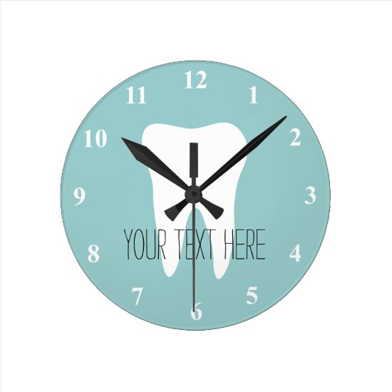 Dentist office wall clock with tooth logo