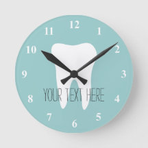 Dentist office wall clock with tooth logo