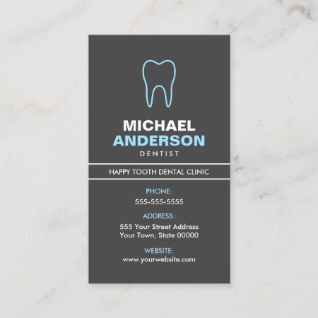 Dentist Or Dental Assistant, Modern, Blue And Gray Business Card