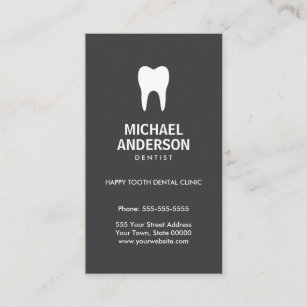 Dentist or dental assistant - modern, dark gray business card