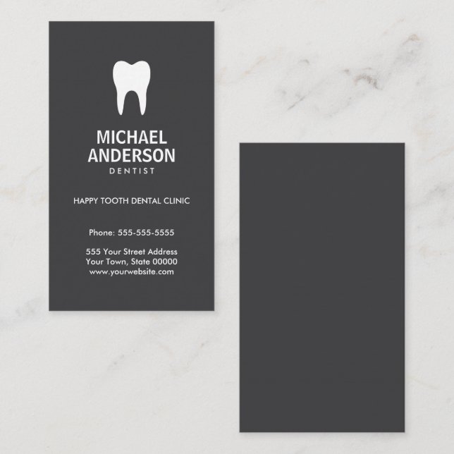 Dentist or dental assistant modern, dark gray business card Zazzle