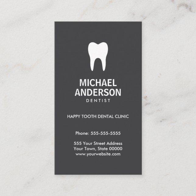 Dentist or dental assistant - modern, dark gray business card (Front)