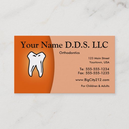 Customizable Dentist Orthodontics customizable business card