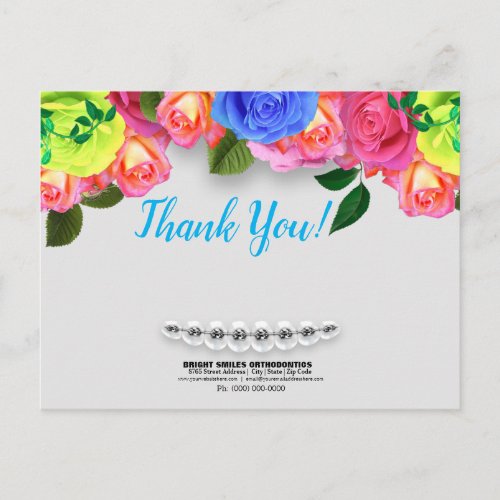 Dentist Orthodontist Braces Thank You Postcard