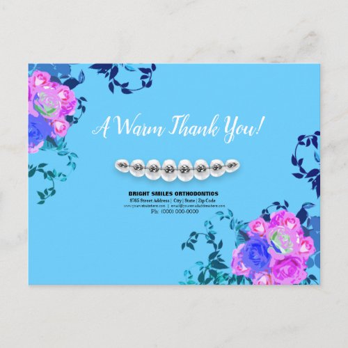 Dentist Orthodontist Braces Thank You Postcard