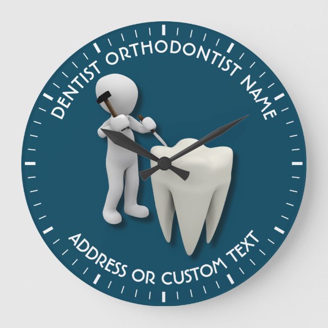 Dentist Orthodontist Dental Surgeon Name Large Clock (Front)