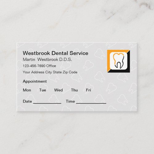 Dentist Patient Appointment Reminder Business Card
