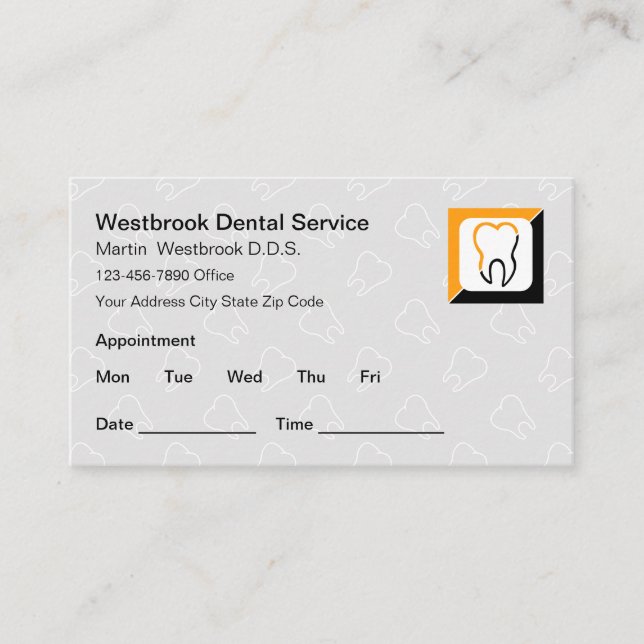 Dentist Patient Appointment Reminder Business Card (Front)