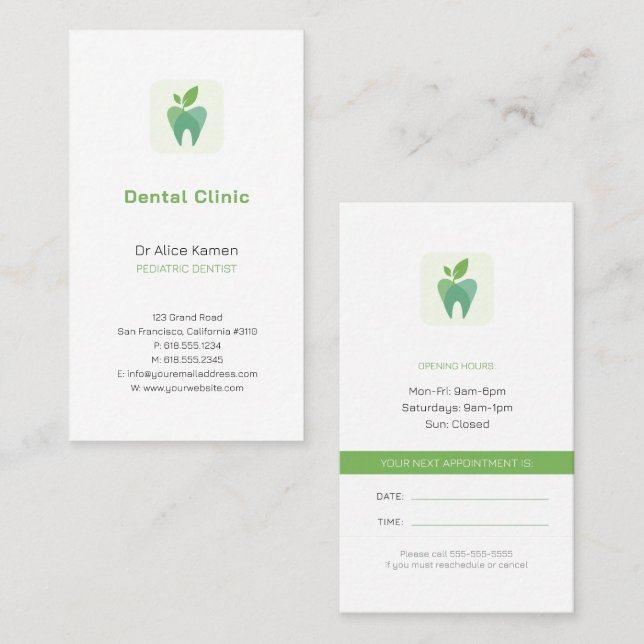 Dentist | Pediatric Dentist Business Card (Front/Back)