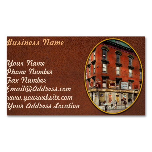 Dentist - Peerless Painless Dental Parlors 1910 Business Card Magnet (Front)