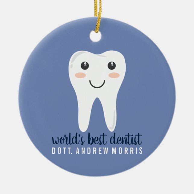 Dentist personalized gift idea ceramic ornament (Front)