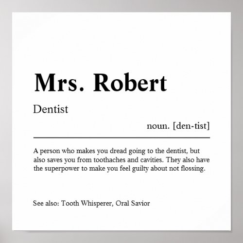 Dentist Personalized Gift Poster